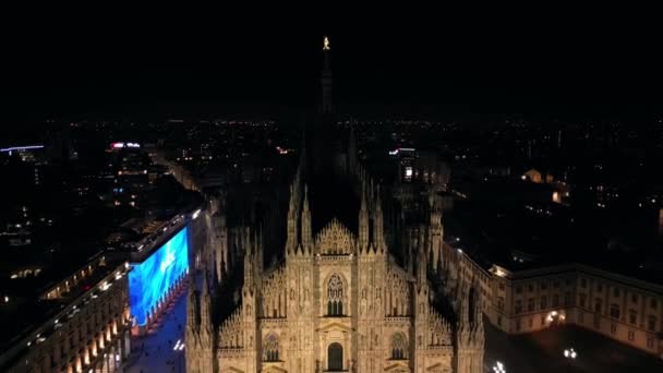 Europe Italy Milan 2024 Milan Cathedral Piazza Duomo Night Drone — Stock Video
