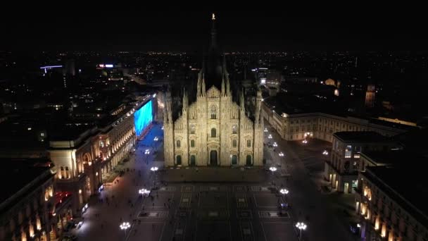 Europa Italia Milán 2024 Catedral Milán Piazza Duomo Por Noche — Vídeos de Stock