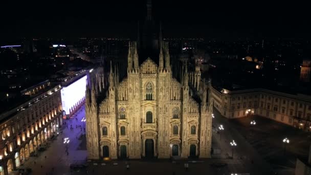 Europe Italy Milan 2024 Milan Katedral Piazza Duomo Gece Insansız — Stok video