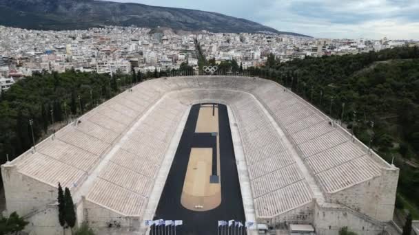 Griechenland 2024 Drohne Luftaufnahme Des Panathenaic Mehrzweckstadions Athen Griechenland Antikes — Stockvideo