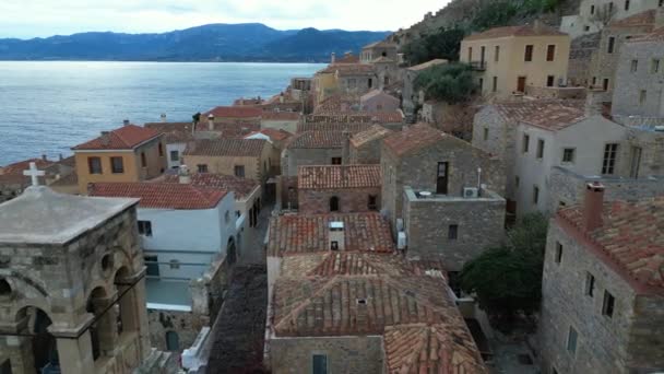 Europa Grecia Laconia Monemvasia Isola Legata Attrazione Turistica Destinazione Estiva — Video Stock