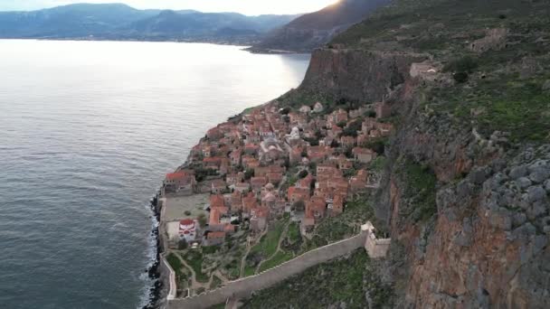 Europe Grèce Laconie Monemvasia Est Une Île Liée Attraction Touristique — Video