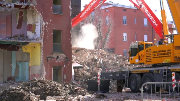 Italia Milán 2024 Demolición Del Edificio Público Aler Proyecto Remodelación — Vídeos de Stock