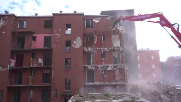 Italia Milán 2024 Demolición Del Edificio Público Aler Proyecto Remodelación — Vídeo de stock