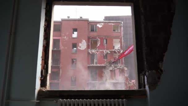 Италия Милан 2024 Снос Общественного Здания Алер Проект Реконструкции Городов — стоковое видео