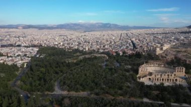Yunanistan 'da Akropolis, Atina' da Parthenon, Antik Yunanistan 'da insansız hava aracı manzarası - Atene' deki Unesco Heritage dünyası
