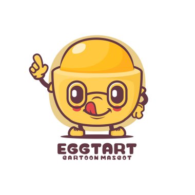 Yumurtalı tart çizgi film maskotu. Yemek vektör çizimi. beyaz arkaplanda izole edilmiş