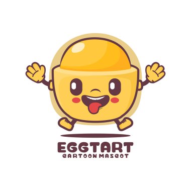 Yumurtalı tart çizgi film maskotu. Yemek vektör çizimi. beyaz arkaplanda izole edilmiş