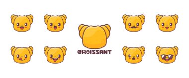 Ay çöreği çizgi filmi. Yemek vektör çizimi. simge, ifade.