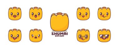 Shumai çizgi filmi. Asya 'nın ünlü yemek vektörü illüstrasyonu. simge, ifade.