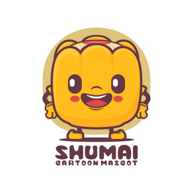 Shumai çizgi film maskotu. Asya 'nın ünlü yemek vektörü illüstrasyonu. beyaz arkaplanda izole edilmiş