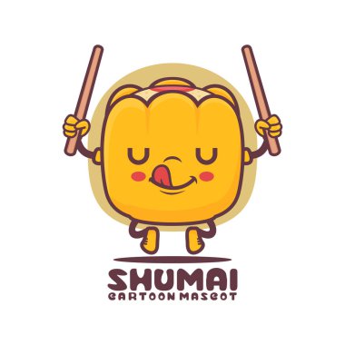 Shumai çizgi film maskotu. Asya 'nın ünlü yemek vektörü illüstrasyonu. beyaz arkaplanda izole edilmiş