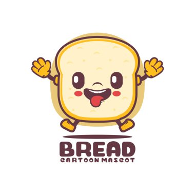 ekmek çizgi filmi maskotu. Yemek vektör çizimi. beyaz arkaplanda izole edilmiş
