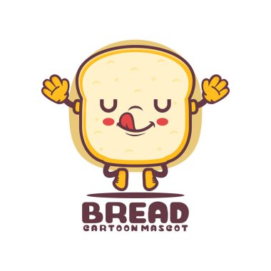 ekmek çizgi filmi maskotu. Yemek vektör çizimi. beyaz arkaplanda izole edilmiş