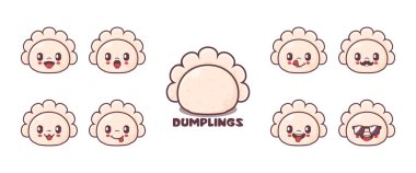 Hamur köftesi çizgi filmi. Yemek vektör çizimi. simge, ifade.