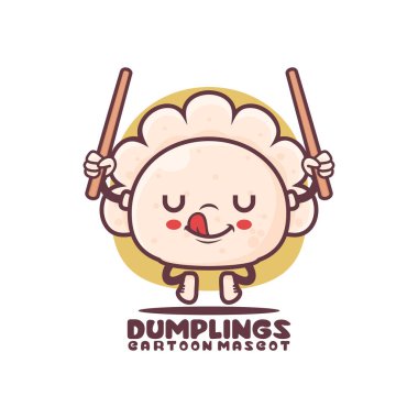 Hamur köftesi çizgi film maskotu. Yemek vektör çizimi. beyaz arkaplanda izole edilmiş