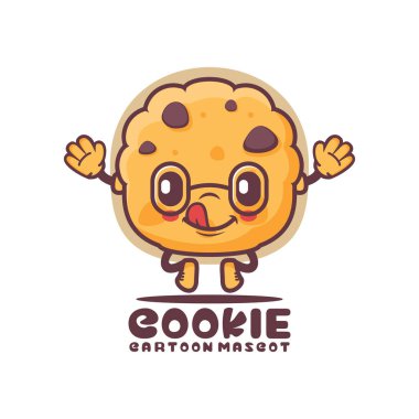 Kurabiye çizgi film maskotu. Yemek vektör çizimi. beyaz arkaplanda izole edilmiş