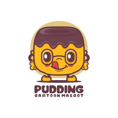 puding çizgi film maskotu. Yemek vektör çizimi. beyaz arkaplanda izole edilmiş