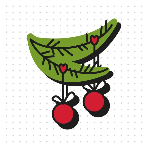 Rama Decorada Árbol Navidad — Vector de stock