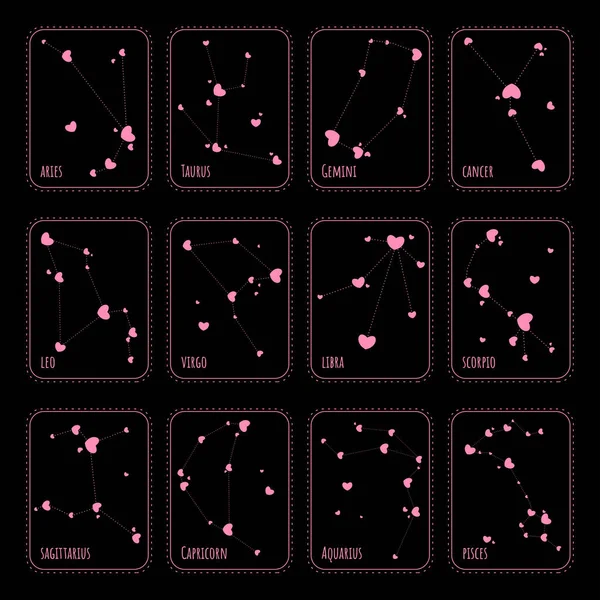 Karanlık gökyüzünde romantik burç işaretleri