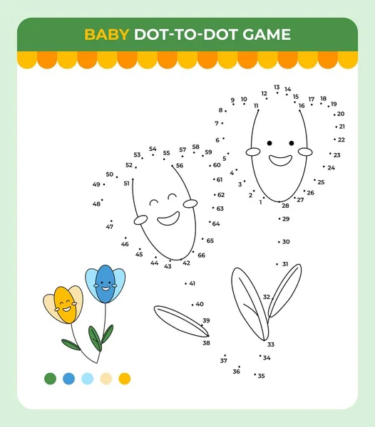 Dot Dot Spel Voor Kinderen Bloesem Bloemen Lente Kinderen Spel Vectorbeelden