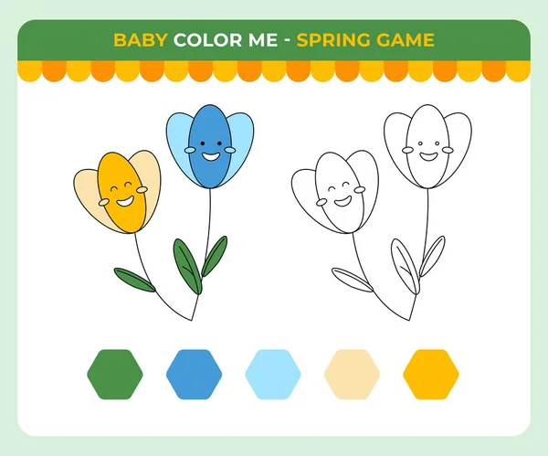 Zbarvení Kniha Pro Děti Jarní Květiny Jarní Děti Hra Royalty Free Stock Ilustrace