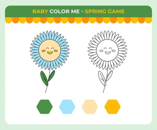 Coloring book for children, spring flower, spring children game
