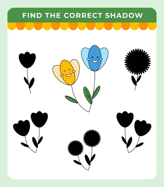 Květiny Najdi Správný Stín Vzdělávací Hra Pro Děti Royalty Free Stock Ilustrace