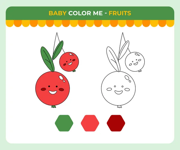 Juegos Libro Para Colorear Para Niños Frutas Cereza Juegos Para Vector de stock