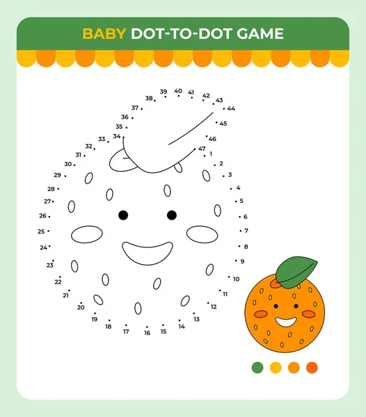 Juego Punto Punto Para Niños Naranja Fruta Juego Verano Para Gráficos vectoriales