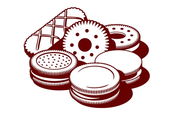 Bisküvi Siluetleri resmi, Vektör Bisküviler, izole edilmiş bisküviler, bir renkli bisküvi resmi, Atıştırmalık resmi, Vektör Kurabiyeleri, Kurabiye İllüstrasyonu, Kurabiye simgesi