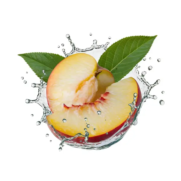  Taze koparılmış bir şeftali dilimi.