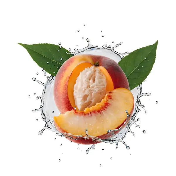 Taze koparılmış bir şeftali dilimi.