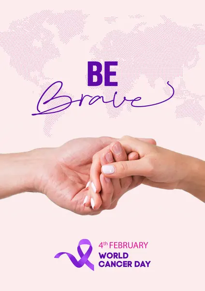 Dünya Kanser Günü. Açık pembe bir arka planı var. Mor Gradyan Kurdele Çizimi. 4 Şubat 'ta Dünya Kanser Günü' nü kutlayın. Afişler, posterler, sosyal medya vs. için uygun