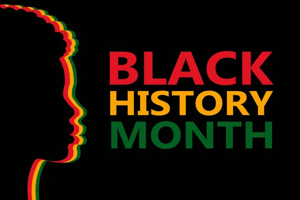 stock vector Black History Month concept. African American woman silhouette and text. Celebrated annually in the USA and Canada in February. Banner, poster, brochure, flyer template. African Heritage appreciation.