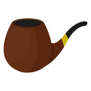 Cartoon style old fashioned smocking pipe. Isolated on white.