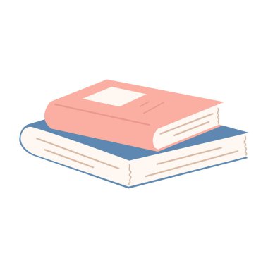 Çizgi roman tarzı şirin karalama yığını. İki ders kitabı seti. El çizimi çizimi. Beyazda izole edilmiş.