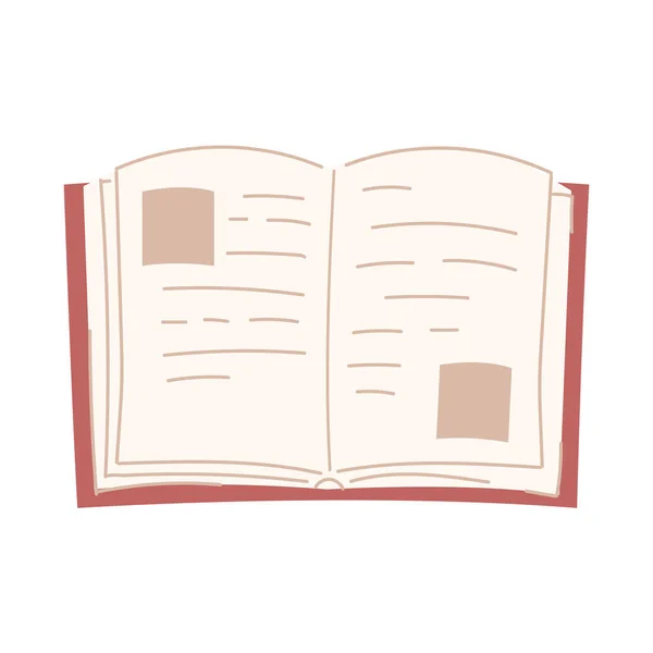 かわいい漫画スタイルのオープンスクールブック 手描きの百科事典 教育パンフレット 白に隔離された — ストックベクタ