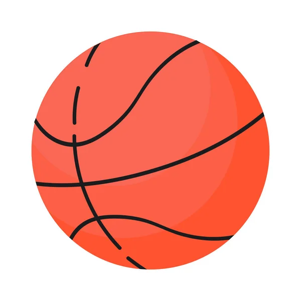 Netter Orangefarbener Basketball Cartoon Stil Isoliert Auf Weiß — Stockvektor