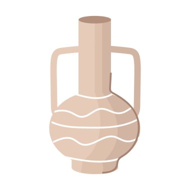 Tatlı çizgi film tarzı antika seramik vazo. Beyazda izole edilmiş.