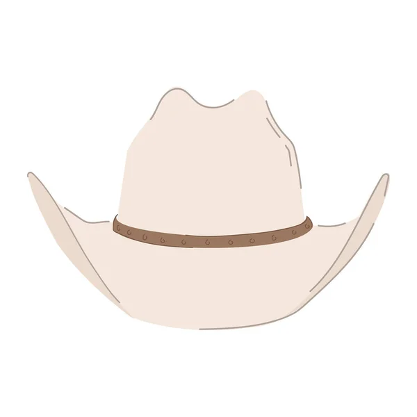 Cute Cartoon Style Cowboy Hat Flat Vector Illustration Isolated White — Stock Vector