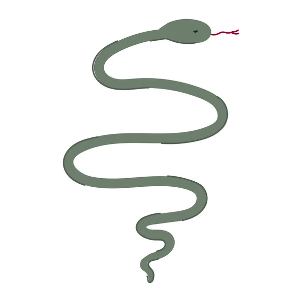 Милый Мультяшный Каракули Змея Изолированные Белом — стоковый вектор