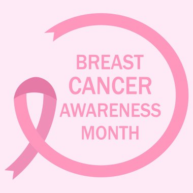 Meme Kanseri Farkındalığı Ay pankartı. Pembe kurdele ve metin. Poster, broşür, broşür.