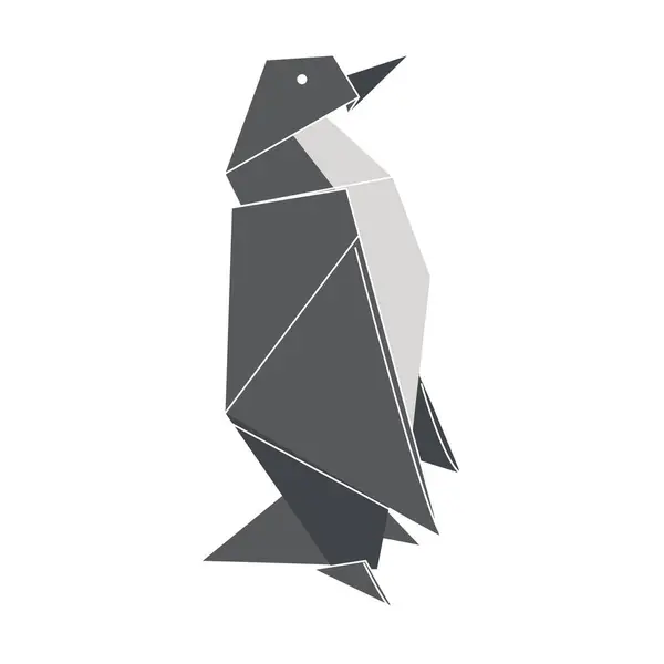 Roztomilý Japonský Tučňák Skládané Papírové Zvíře Izolováno Bílém — Stockový vektor