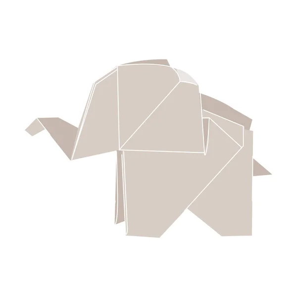Kreslený Béžový Origami Slon Ikona Složeného Papíru Izolováno Bílém — Stockový vektor