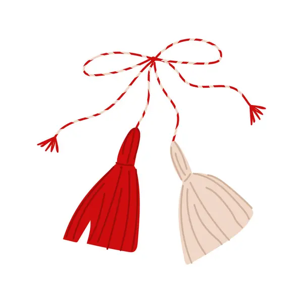 Cute doodle illustration of Martisor. Moldova, Romania and Bulgaria symbol of spring. Isolated on white.
