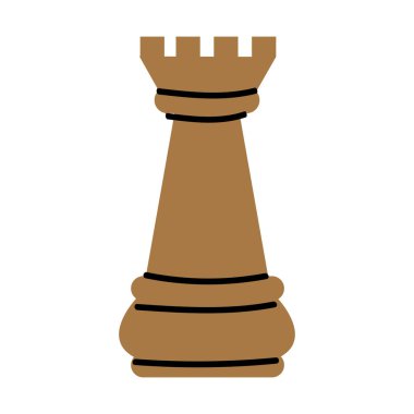 Kale satranç taşının hoş bir çizimi. Beyazda izole edilmiş.