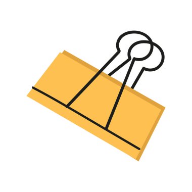 Şirin bir klasör klibinin çizimi. Ofis malzemeleri. Okul ikonuna geri dön. Beyazda izole edilmiş