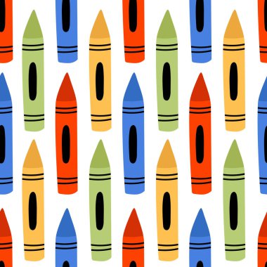 Renkli balmumu boyalı, pürüzsüz bir desen. Arkaplan, afiş, doku, tekstil, duvar kağıdı, ambalaj kağıdı, ambalaj şablonu. Renkli kalemlerle bitmeyen yazdırma.