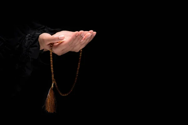 Het Beeld Van Hand Van Een Moslim Vrouw Islamitisch Gebed — Stockfoto